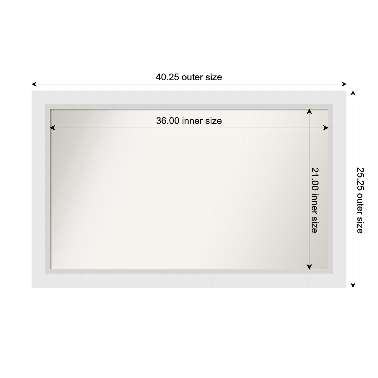 Blanco White Non-Beveled Custom Framed Bathroom Vanity Wall Mirror